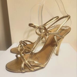 Moschino Cheap & Chic Gold Strappy Stiletto Heel Sandals Sz.8/38.5 Ret.$475